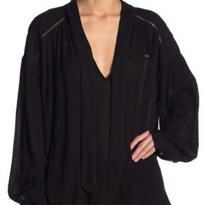 Free People Wishful Moments Tie-Front Bow Top S